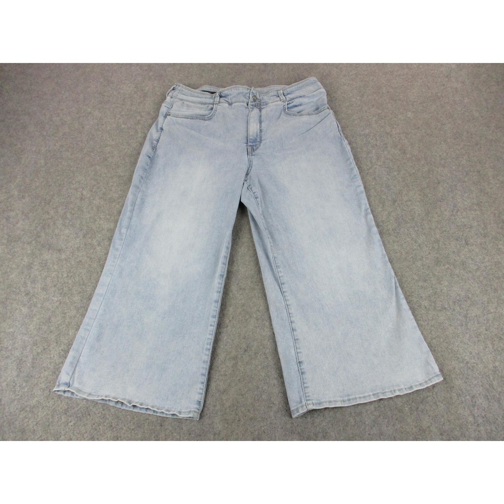 NYDJ Jeans Womens 14 Blue Wide Leg Ankle Cool Embrace Light Wash Denim 34x22